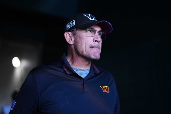 Head coach Ron Rivera of the Washington Commanders exits the tunnel before the game against the Philadelphia Eagles at Lincoln Financial Field on October 01, 2023 in Philadelphia, Pennsylvania.
