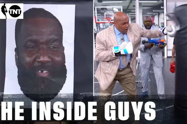 Barkley and Shaq take swings at Kendrick Perkins punching bag