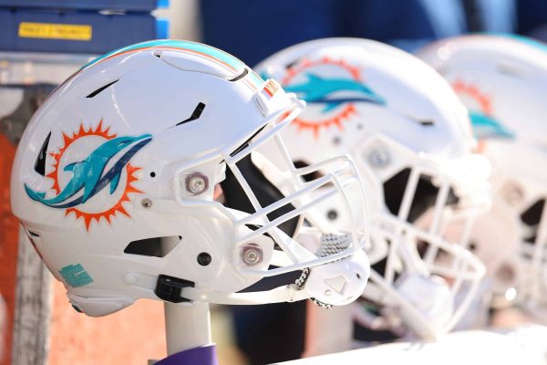 Miami Dolphins Pro Bowl Player Reveals He Did Not Receive Any Major College Offers A detail of a Miami Dolphins helmet prior to the game against the Chicago Bears at Soldier Field on November 06, 2022 in Chicago, Illinois