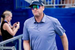 Ryan Brehm drives the green on 391-yard par-4 13th at TPC Louisiana