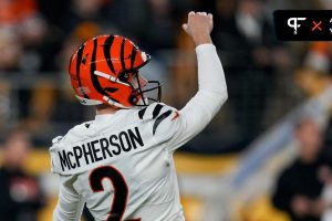 Cincinnati Bengals place kicker Evan McPherson (2) follows through on a field goal in the third quarter of the NFL 16 game between the Pittsburgh Steelers and the Cincinnati Bengals at Acrisure Stadium in Pittsburgh on Saturday, Dec. 23, 2023.