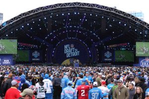 DETROIT, MICHIGAN - APRIL 26: General view prior to the start of night two during of the 2024 NFL draft at Campus Martius Park on April 26, 2024 in Detroit, Michigan.