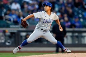 Shota Imanaga #18 of the Chicago Cubs pitches during the first inning against the New York Mets at Citi Field on May 01, 2024 in the Queens borough of New York City.