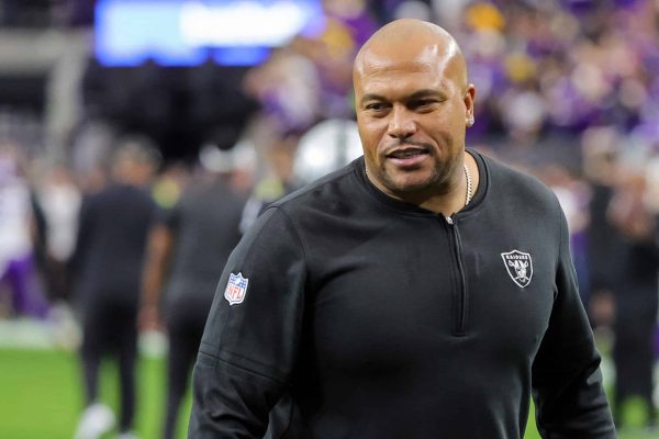 LAS VEGAS, NEVADA - DECEMBER 10: Interim head coach Antonio Pierce of the Las Vegas Raiders walks on the field before a game against the Minnesota Vikings at Allegiant Stadium on December 10, 2023 in Las Vegas, Nevada. The Vikings defeated the Raiders 3-0.
