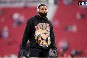 Baltimore Ravens wide receiver Odell Beckham Jr. (3) stands on the field before the start of the game against the San Francisco 49ers at Levi