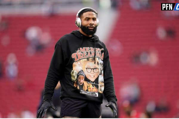 Baltimore Ravens wide receiver Odell Beckham Jr. (3) stands on the field before the start of the game against the San Francisco 49ers at Levi
