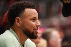 Golden State Warriors guard Stephen Curry in attendance during the NCAA women