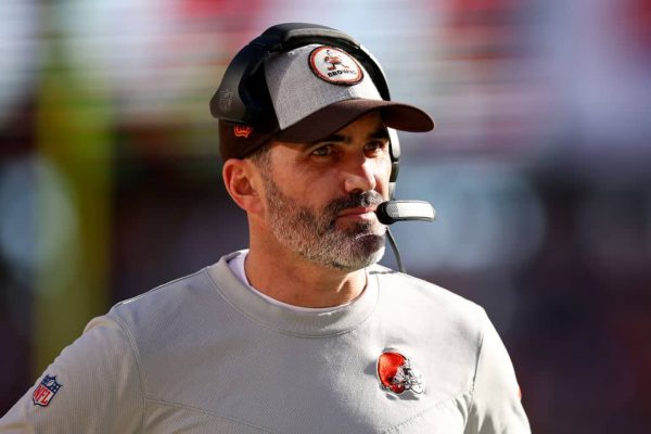 Head coach Kevin Stefanski of the Cleveland Browns looks on against the Washington Commanders during the first half of the game at FedExField on January 01, 2023 in Landover, Maryland.
