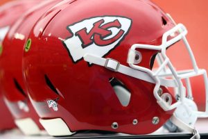 A detail of Kansas City Chiefs helmets prior to the preseason game against the San Francisco 49ers at Arrowhead Stadium on August 24, 2019 in Kansas City, Missouri.