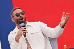 Julian Edelman speaks on stage during Stagwell Panels at Cannes Lions on June 20, 2023 in Cannes, France.