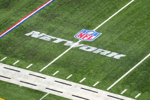 A general view of the NFL Network logo on the field in Indianapolis.