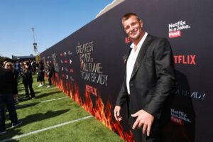 Rob Gronkowski attends G.R.O.A.T The Greatest Roast Of All Time: Tom Brady for the Netflix is a Joke Festival at The Kia Forum on May 05, 2024 in Inglewood, California.