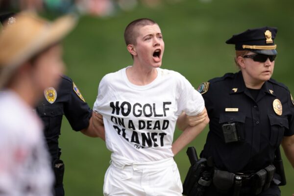 Social media reacts to protestors at 2024 Travelers Championship