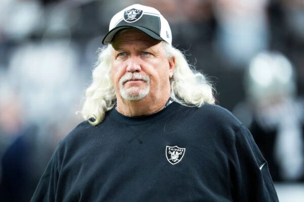 Senior defensive analyst Rob Ryan of the Las Vegas Raiders looks on prior to a game against the Kansas City Chiefs at Allegiant Stadium on November 26, 2023 in Las Vegas, Nevada.