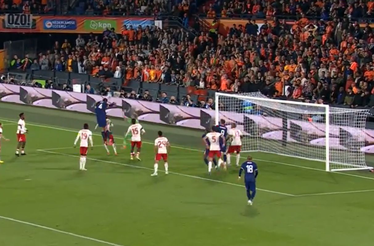 Liverpool's Virgil van Dijk leaps high to score in Netherlands friendly