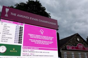 Lightning suspends Evian Championship, Angela Stanford shining