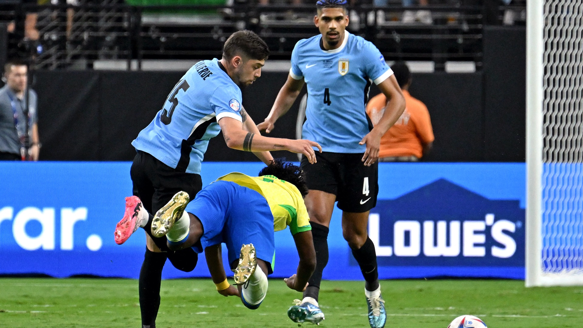 Video: Barcelona star delivers cheap shot shove to Real Madrid youngster in Brazil-Uruguay match