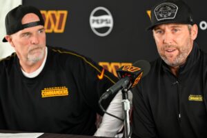 Adam Peters and Dan Quinn on Jayden Daniels and that practice screenshot