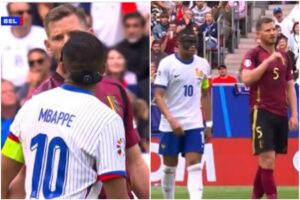 Video: Kylian Mbappe gets into spat with Belgium defender as he's accused of diving