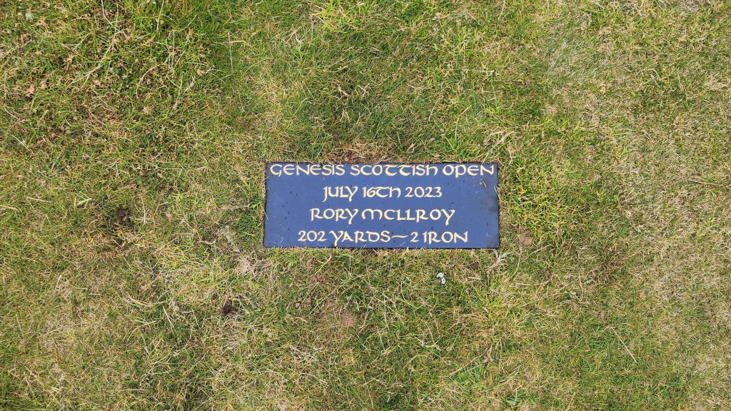 Rory McIlroy golf plaque at Renaissance Club for Genesis Scottish Open