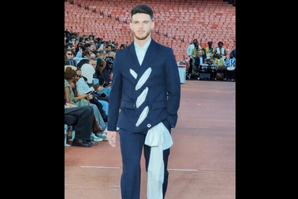 Declan Rice sashays down the catwalk in fashion parade