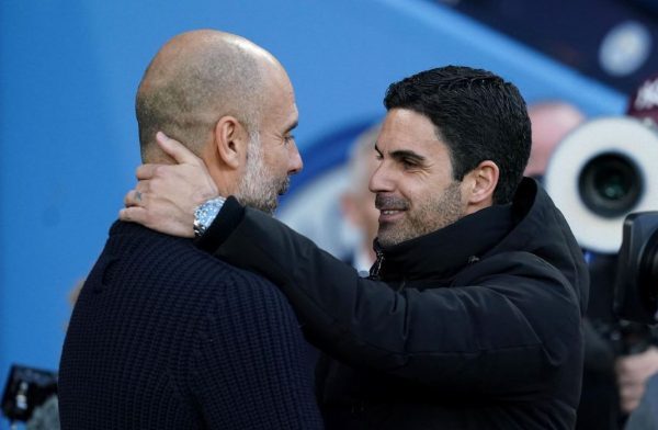 Mikel Arteta Pep Guardiola Manchester City Vs Arsenal