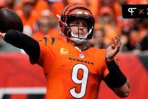 Cincinnati Bengals quarterback Joe Burrow (9) makes a throw the 3rd quarter of the Bengals home opener against the New England Patriots at Paycor Stadium Sunday, September 8, 2024. The Bengals lost 10-16.
