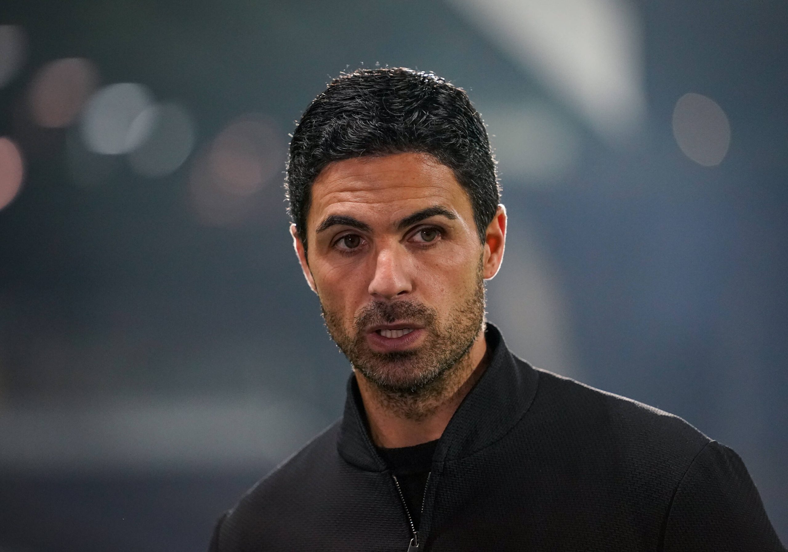 Arsenal manager Mikel Arteta looking on