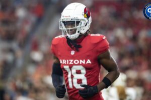Arizona Cardinals wide receiver Marvin Harrison Jr. (18) against the New Orleans Saints during a preseason NFL game at State Farm Stadium. Where does he rank among fantasy football rookies?