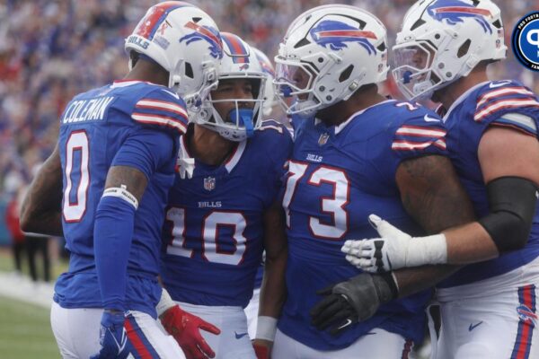 Which Wide Receiver Should You Start in Fantasy Football Week 2: Keon Coleman or Khalil Shakir? Bills Khalil Shakir is congratulated by teammates Keon Coleman, Dion Dawkins and Spencer Brown on his touchdown catch during the third quarter at Highmark Stadium in Orchard Park on Sept. 8, 2024. Should you start either receiver in fantasy this week?