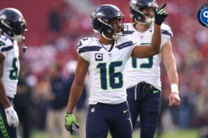 Dec 10, 2023; Santa Clara, California, USA; Seattle Seahawks wide receiver Tyler Lockett (16) stands on the field before the start of the game against the San Francisco 49ers at Levi's Stadium. Mandatory Credit: Cary Edmondson-Imagn Images