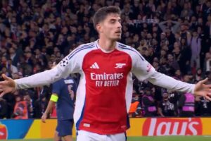 Kai Havertz heads Arsenal into the lead vs PSG