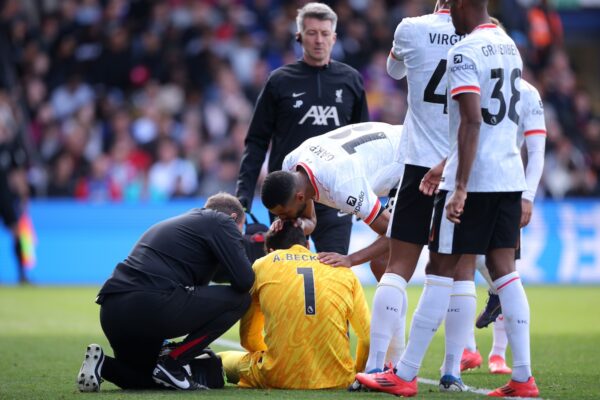 Liverpool injury blow after Alisson pulls hamstring against Crystal Palace