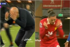 Arne Slot & Darwin Nunez both have an epic meltdown after one moment during Liverpool-Chelsea