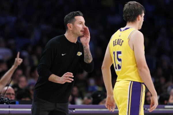 Coach JJ Redick Makes Urgent Request to NBA Lakers vs Timberwolves in Los Angeles, CA.