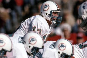 Miami Dolphins quarterback Dan Marino (13) in action against the New England Patriots at Foxboro Stadium.