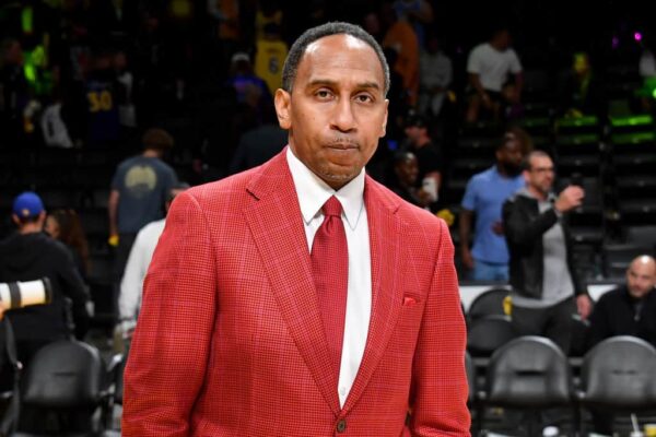 Stephen A. Smith attends a playoff basketball game between the Los Angeles Lakers and the Golden State Warriors at Crypto.com Arena on May 08, 2023 in Los Angeles, California.