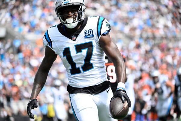 Xavier Legette Fantasy Football Report: Week 8 Injury Update, Start/Sit Recommendations, Player Projections, and Analysis Sep 29, 2024; Charlotte, North Carolina, USA; Carolina Panthers wide receiver Xavier Legette (17) celebrates after scoring touchdown in the second quarter at Bank of America Stadium. Mandatory Credit: Bob Donnan-Imagn Images