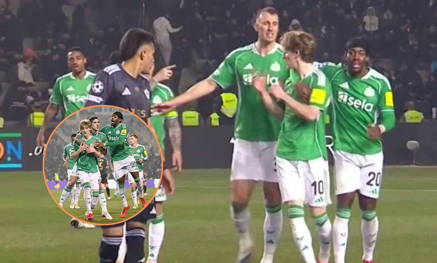 Tempers Flare: Anthony Gordon and Kieran Trippier's Heated Confrontation Amidst 6-1 Victory Over Qarabagn